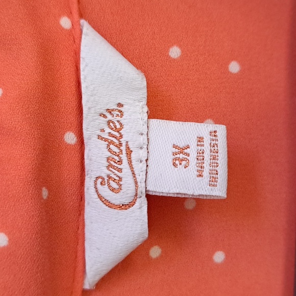 Candies Samon Poka Dot V-Neck Button Down Blouse. Size 3X NWOT - Picture 7 of 9